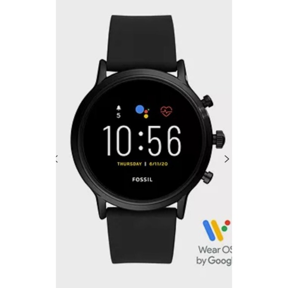 Fossil The Carlyle HR Gen 5 44mm Stainless Steel Case Men's Silicone Strap Smart